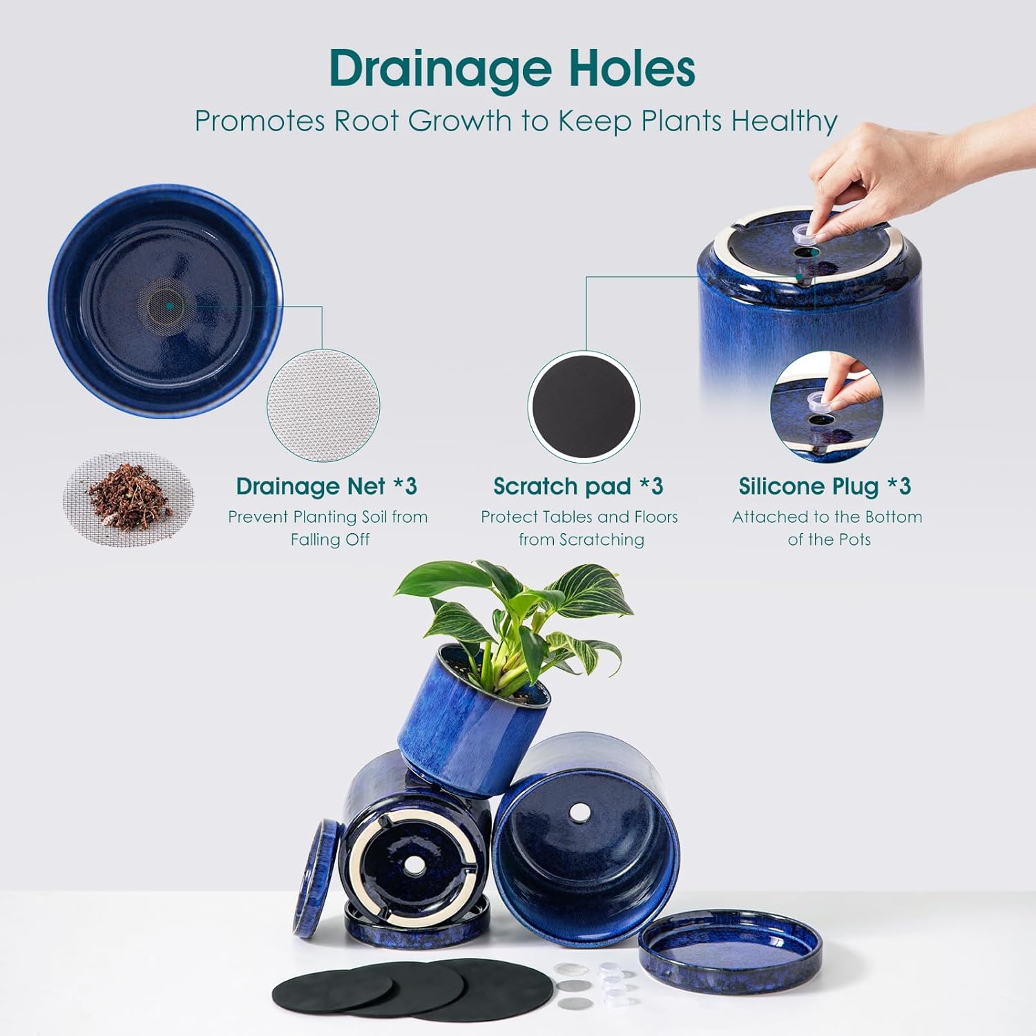 3-Piece Ceramic Plant Pots wit - Snake Plant Ceramic recensione e prezzo